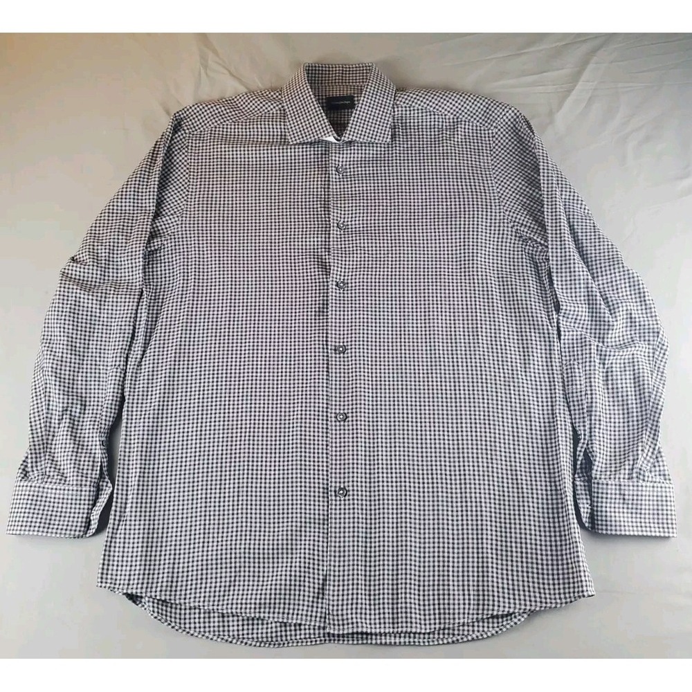 Ermenegildo Zegna Shirt Mens Extra Large XL Cehck Button Up Long Sleeve Cotton